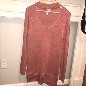 Long sleeve crotchet pink sweater